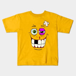 Smiley Beat-up Monster Face Kids T-Shirt